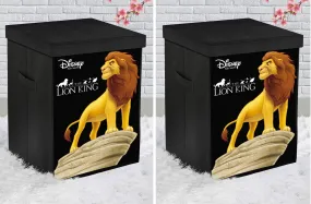 Kuber Industries Disney Lion King Print Non Woven Fabric Foldable Laundry Basket, Toy Storage Basket, Cloth Storage Basket with Lid & Handles (Set of 2, Black)