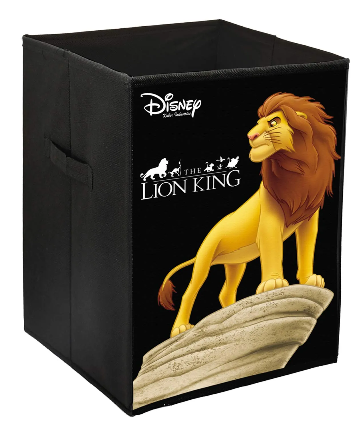 Kuber Industries Disney Lion King Print Non Woven Fabric Foldable Laundry Organiser with Handles (Black)