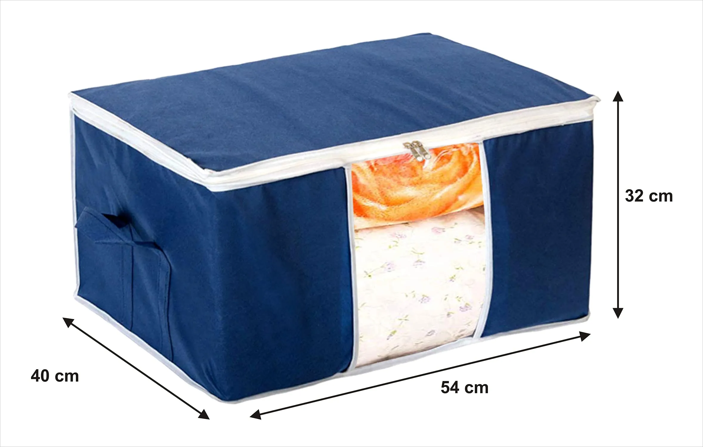 Kuber Industries Underbed Storage Bag|Blanket Cover|Wardrobe Organizer for Clothes|Comforter Cover (Navy Blue)