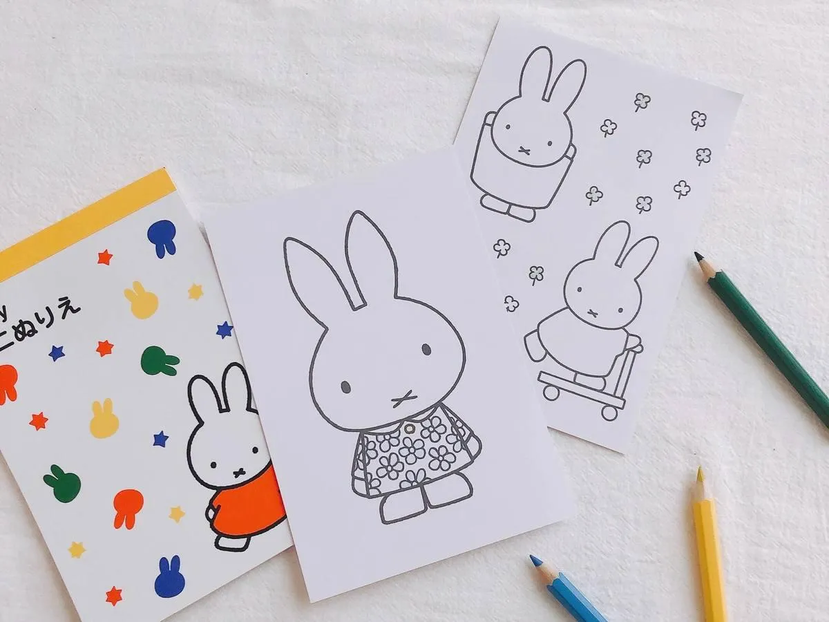 Kutsuwa MF66 A5 A6 Miffy Graffiti Book Six-color Pencil Holder Set Miffy Coil Drawing Book Miffy Around