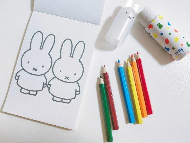 Kutsuwa MF66 A5 A6 Miffy Graffiti Book Six-color Pencil Holder Set Miffy Coil Drawing Book Miffy Around