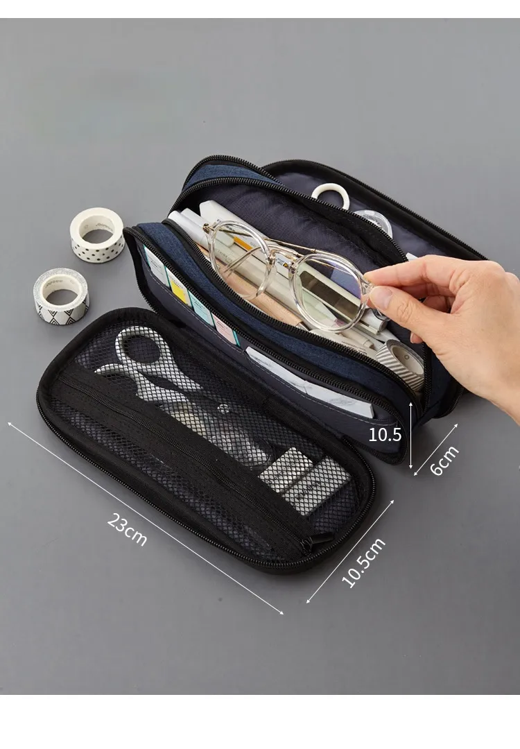 Large Capacity Pencil Case Multi-Layer Multi-Functional Canvas Pencil Box