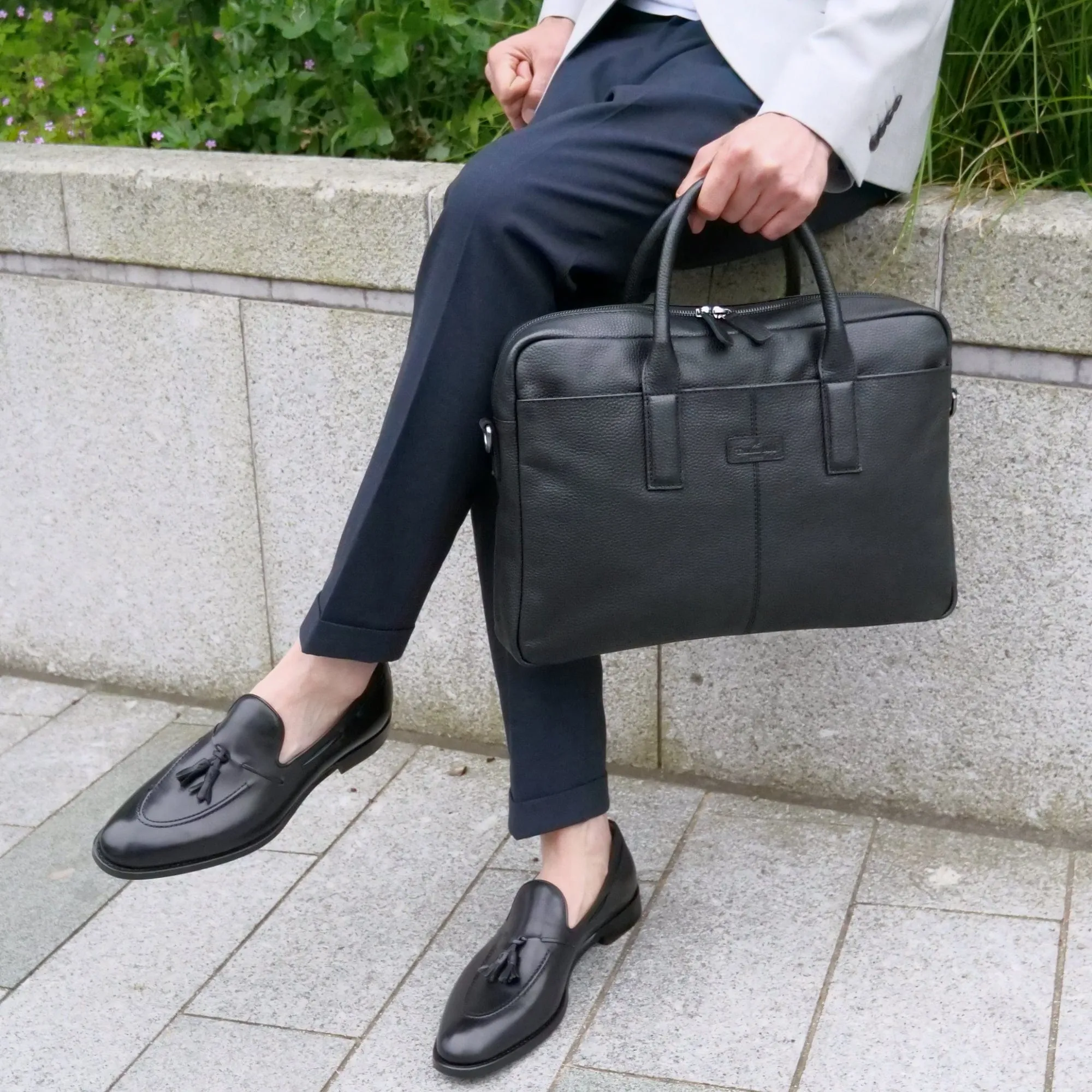 Leather Briefcase Bag Black