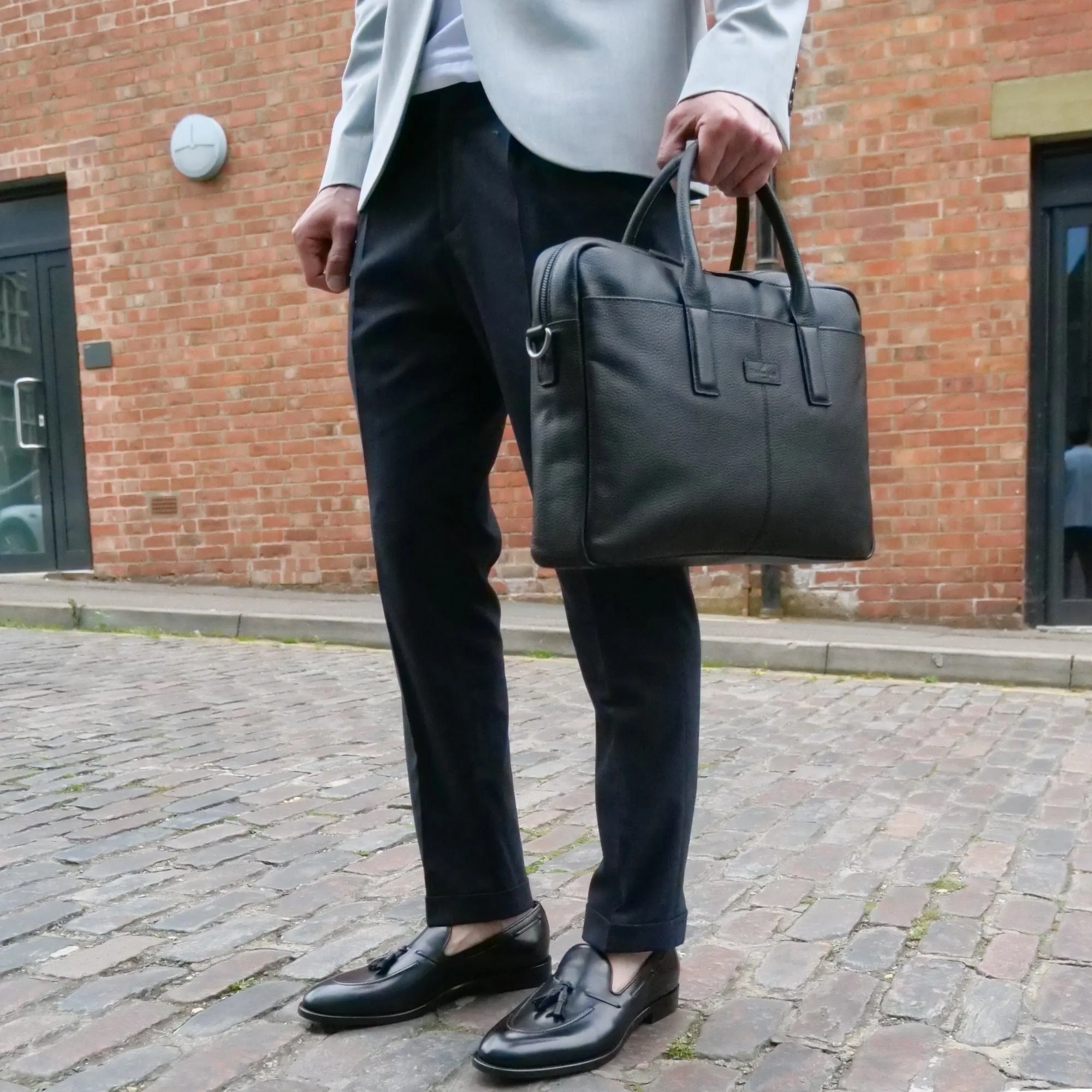 Leather Briefcase Bag Black