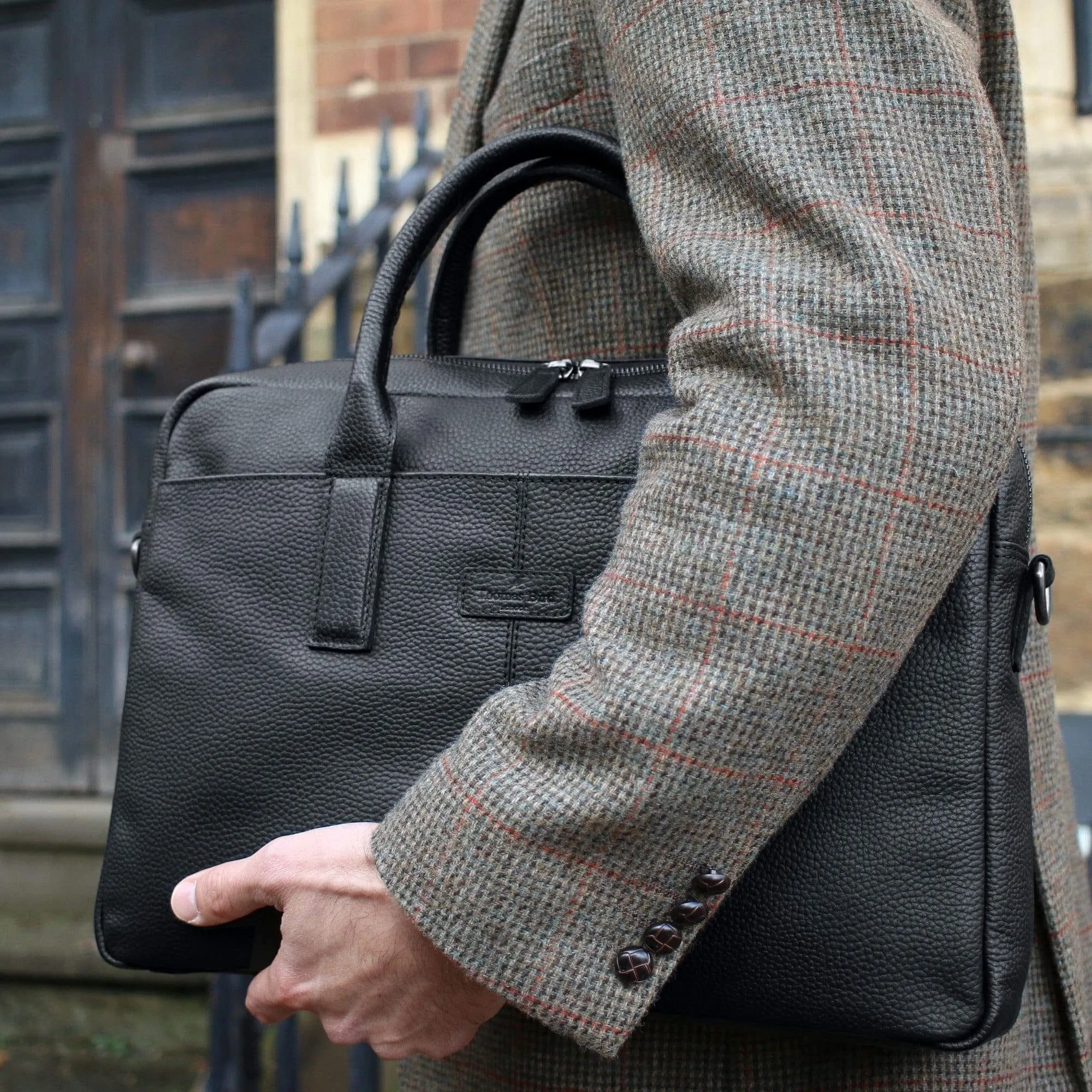 Leather Briefcase Bag Black