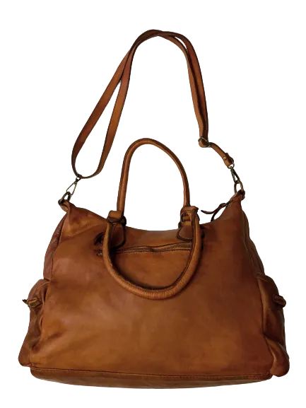 Light Brown Leather Saddle Bag