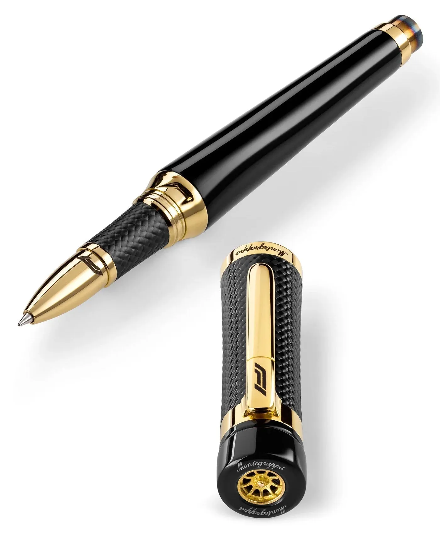 Limited Edition Montegrappa F1 Speed Podium Black Yellow Gold/Black Rollerball Pen ISS1LRBC