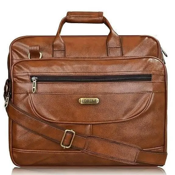 LOREM Stylish Tan Color Faux Leather 28L Messenger Bag For Men (BG07)