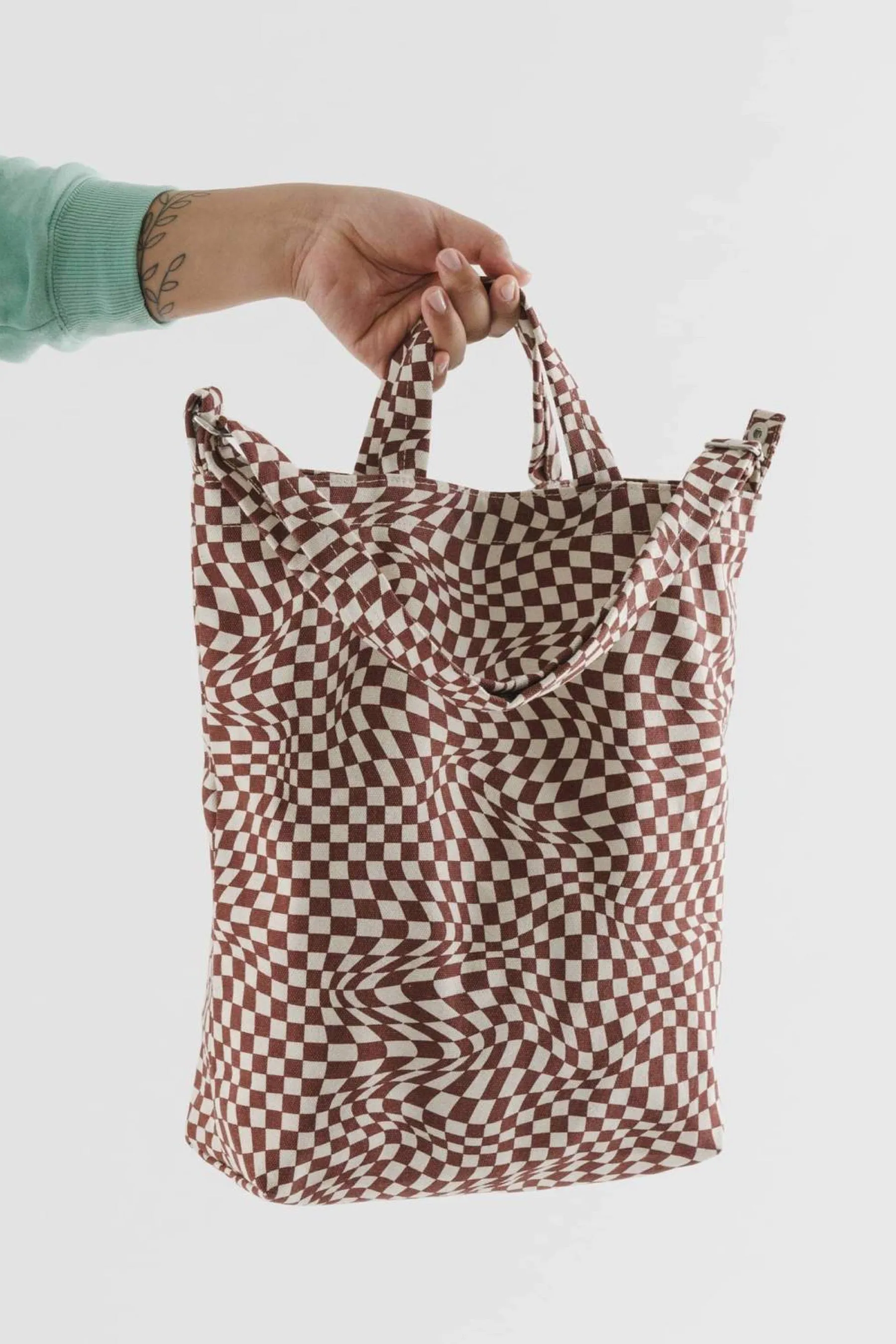 Maroon Trippy Checker Duck Bag