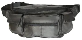 Marshal Genuine Leather Unisex Large Waist Fanny Pack with Two Cell Phone Pockets