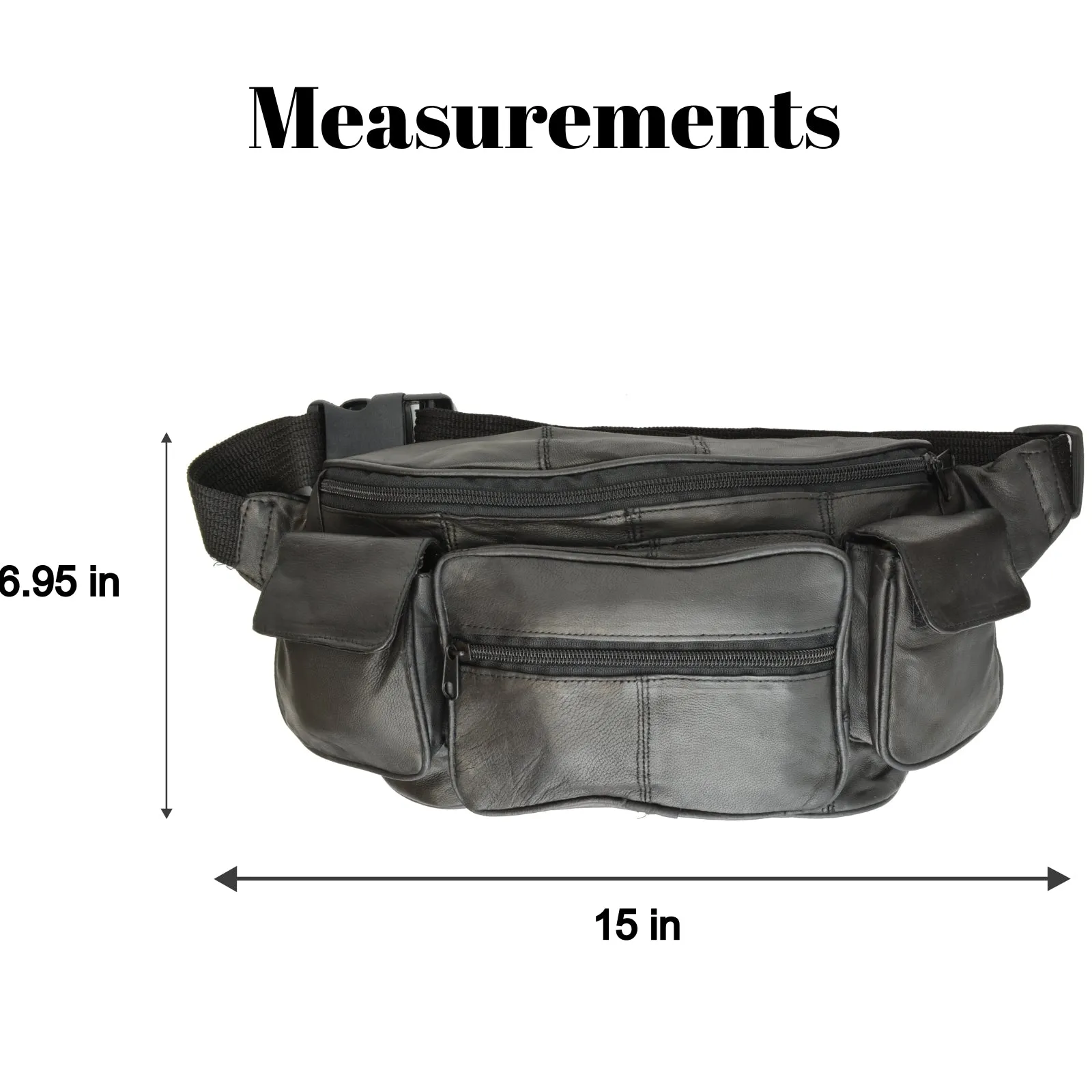 Marshal Genuine Leather Unisex Large Waist Fanny Pack with Two Cell Phone Pockets