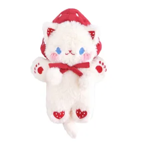 Meow Cat Kitten Strawberry Red Riding Hood Plush Doll Messenger Bag