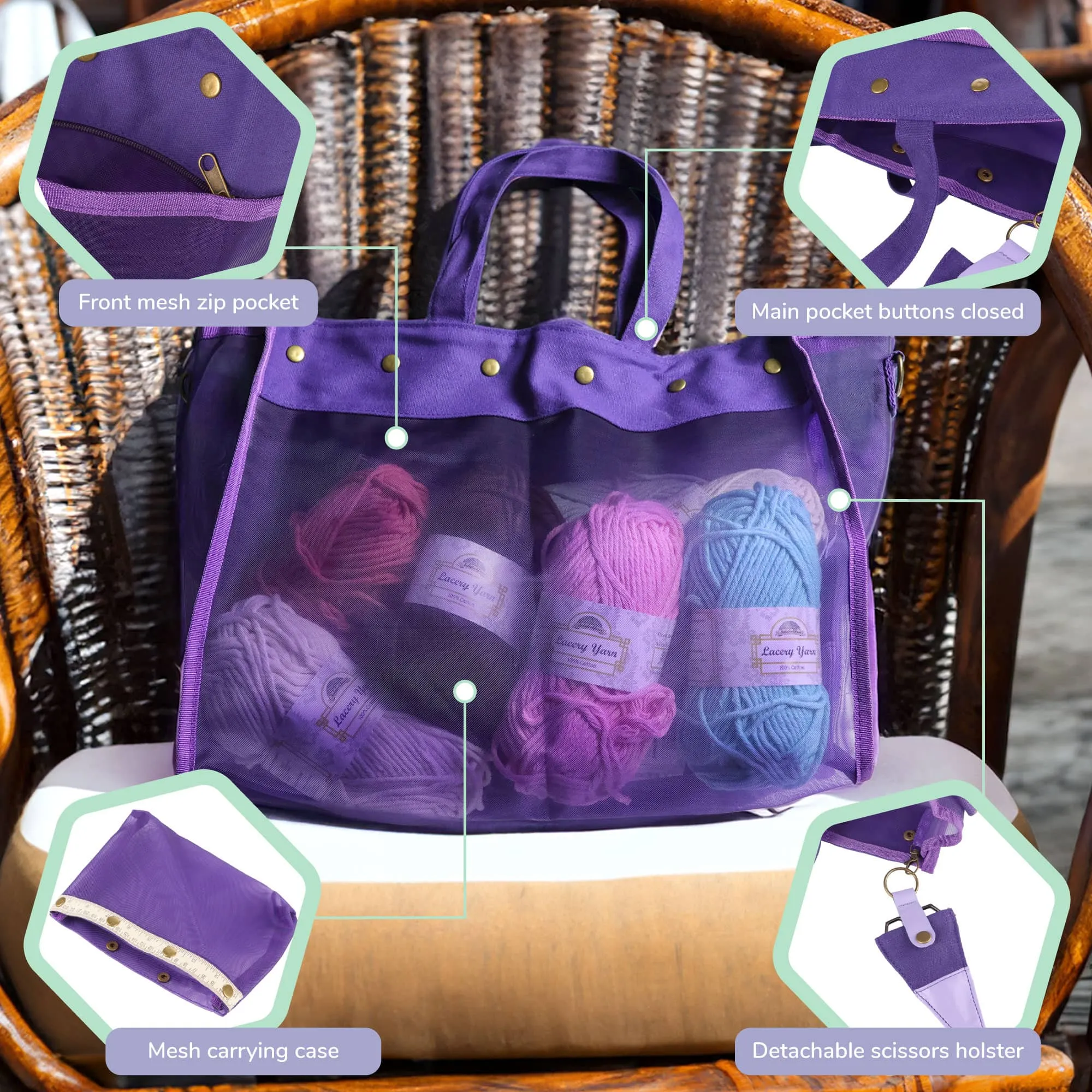 Mesh Yarn Storage Tote Bags