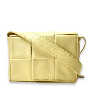 Mini Yellow Crossbody Bag in Calfskin, Silver hardware