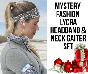 Mystery Fashion Lycra Headband and Solid Color Neck Gaiter Set