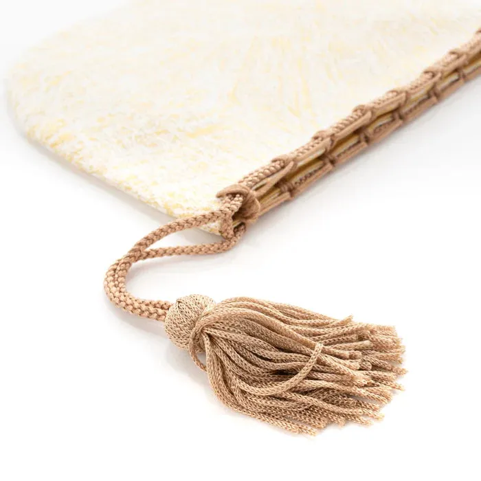 Nishijin-ori Small Drawstring Bag - Crumpled Pattern / Gold and White -,  Made in Kyoto, Japan,  Japanese traditional craft purse