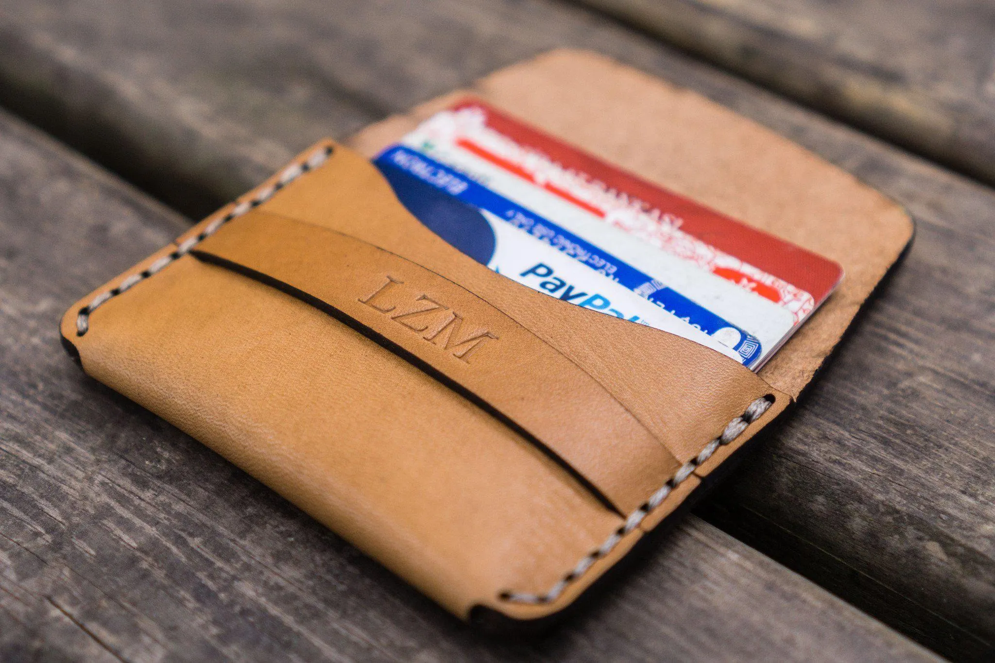 No.36 Personalized Basic Flap Handmade Leather Wallet - Natural