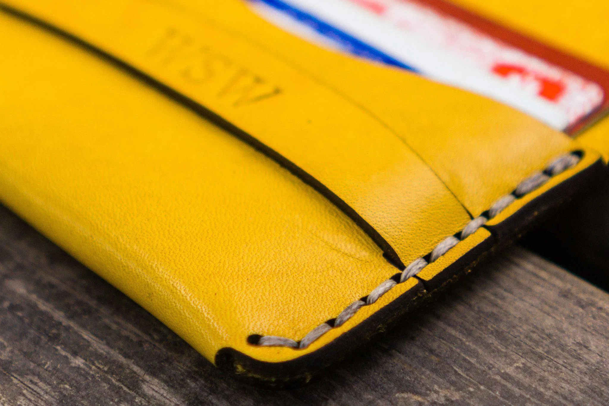 No.36 Personalized Basic Flap Handmade Leather Wallet - Yellow