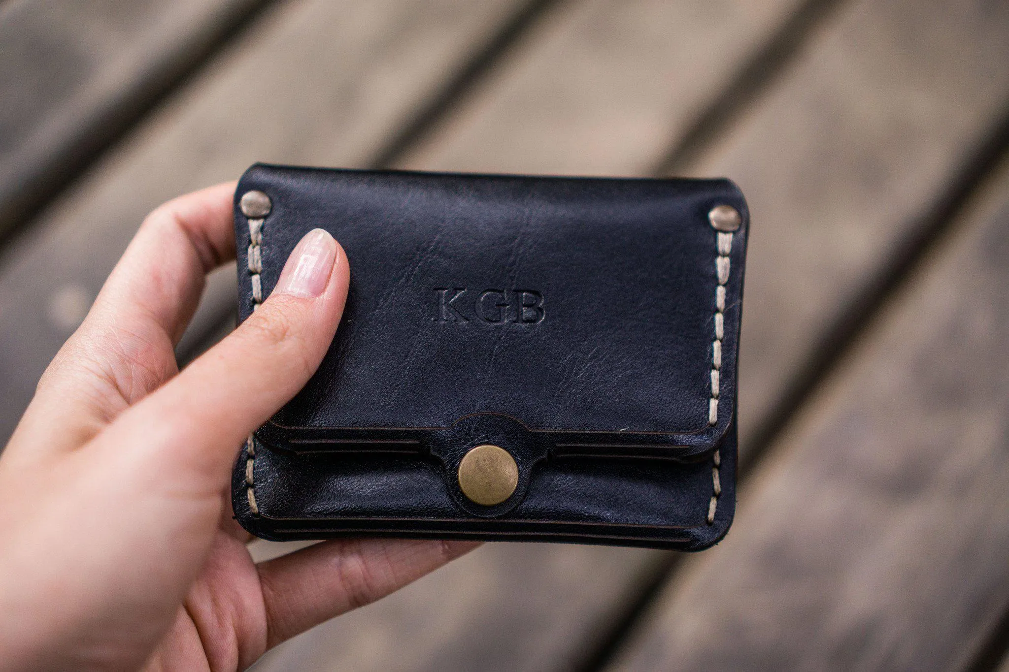 No.38 Personalized Minimalist Hanmade Leather Wallet - Black