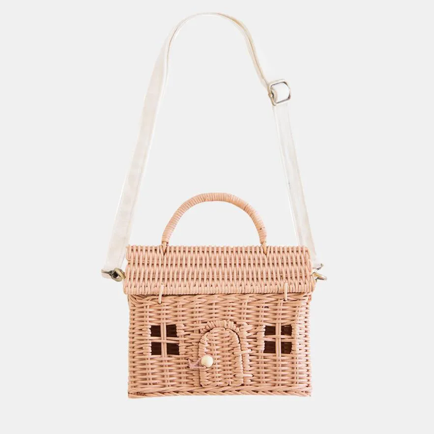 Olli Ella Rattan Casa Bag - Rose