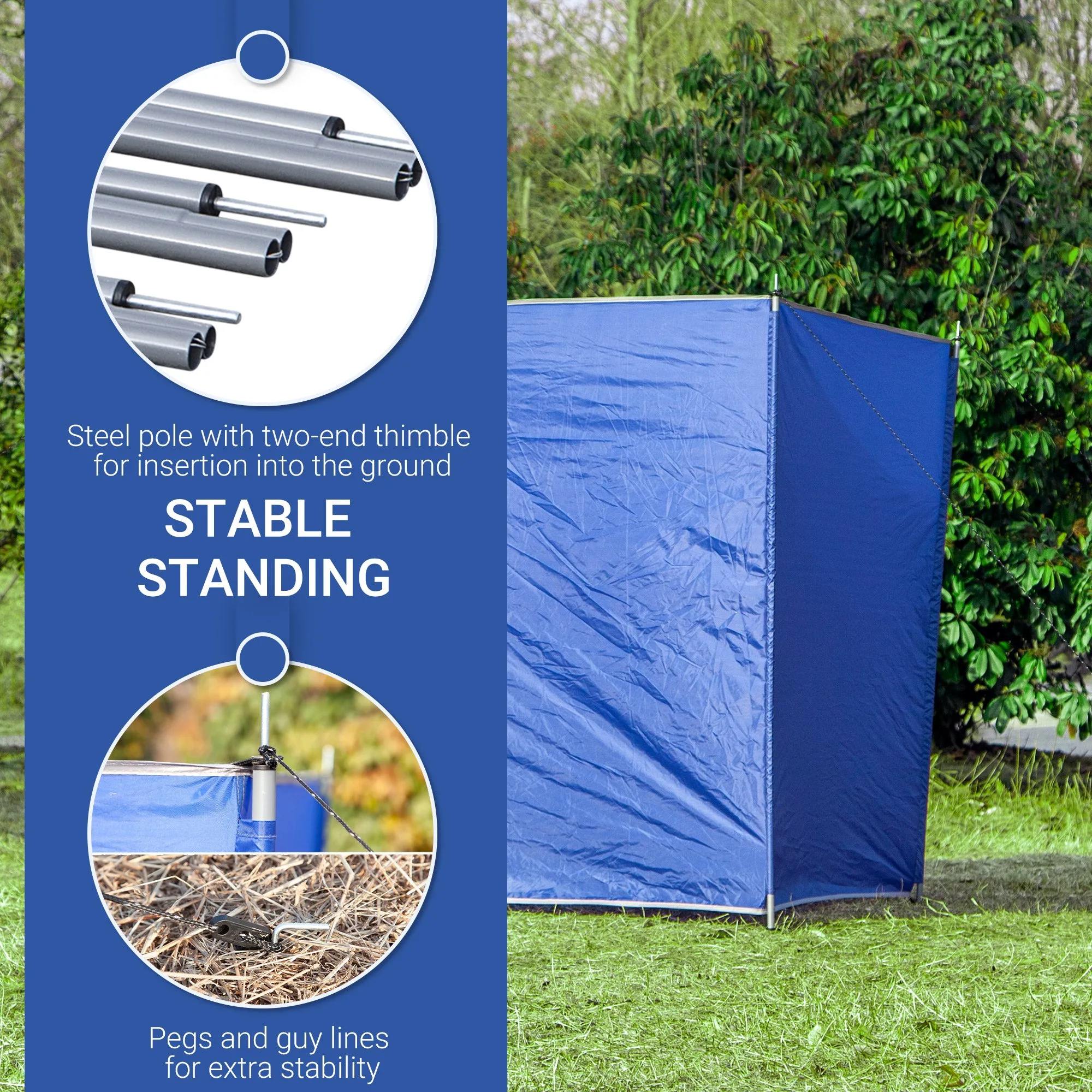 Outsunny Camping Windbreak Portable Wind Blocker Privacy Wall, 4.5m x 1.5m