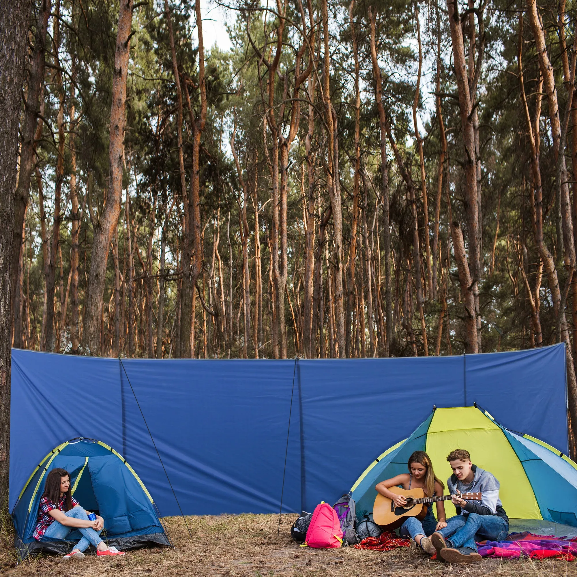 Outsunny Camping Windbreak Portable Wind Blocker Privacy Wall, 4.5m x 1.5m