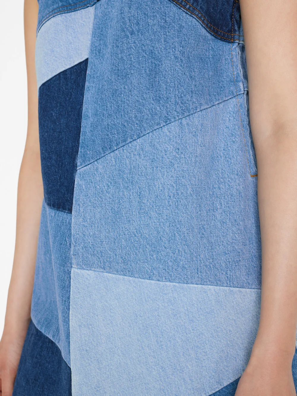 Patchwork Micro Flare Denim Dress -- Blue Compilation