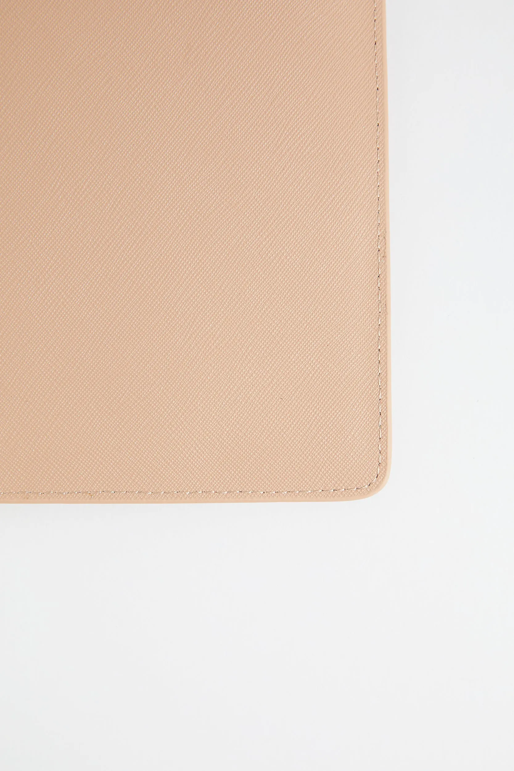 Personalised Leather A4 Document Holder - Nude Saffiano with Gold Hardware