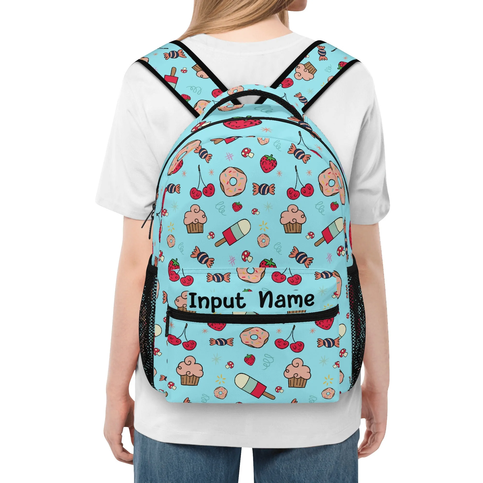 Personalized Back to School Essentials: Stylish & Practical Backpacks for Kids and Tweens. Blue Whimsical Donut pattern