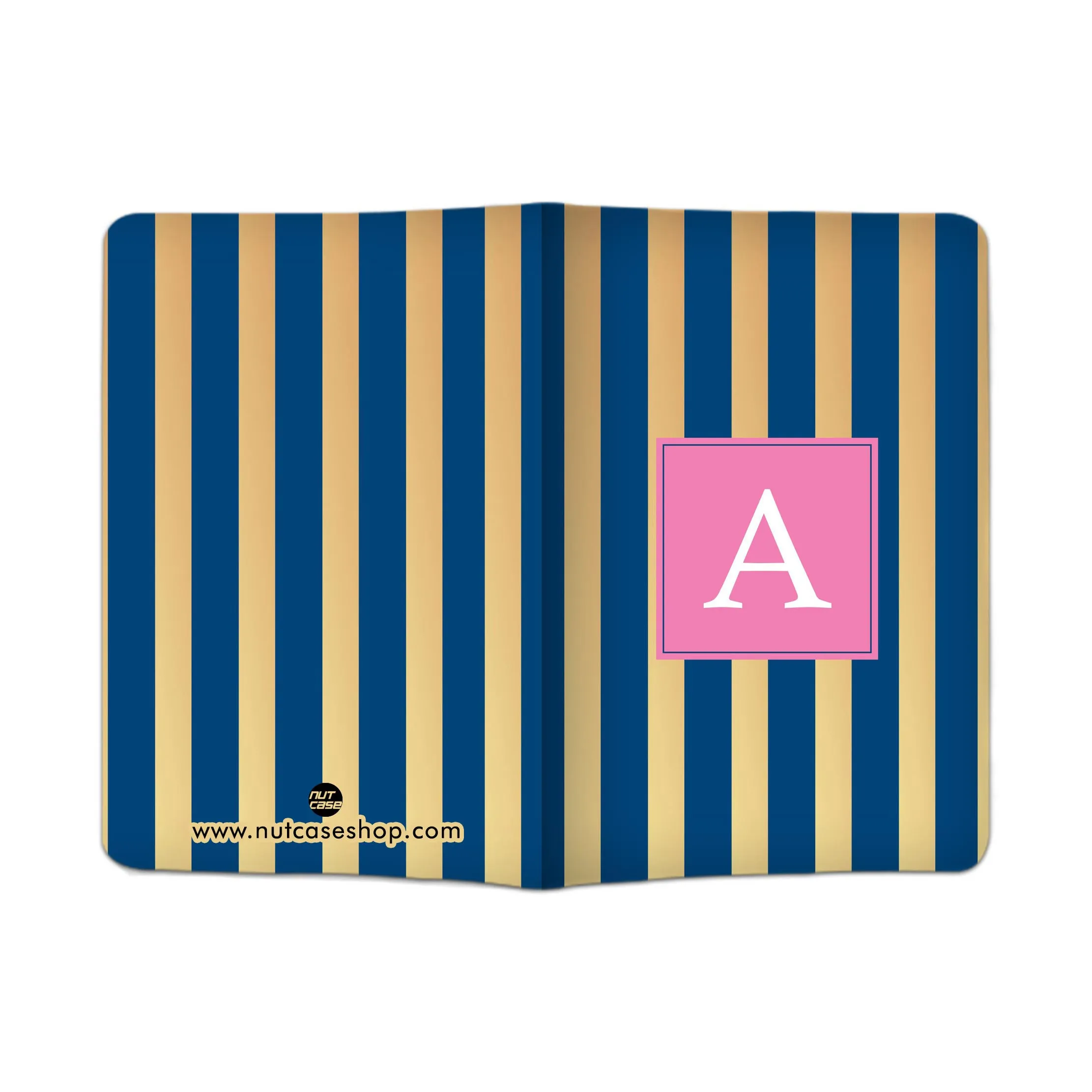 Personalized Passport Cover Travel Luggage Tag - Blue and White Lines