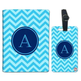 Personalized Passport Cover Travel Luggage Tag - Blue Wave Lines