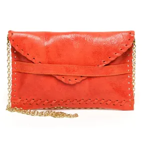 Polka Signature Leather Clutch - Apricot