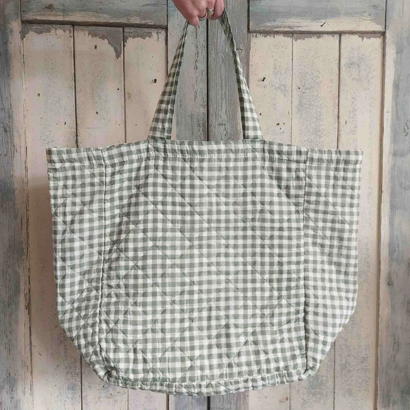 Quilted Bag - Green Gingham