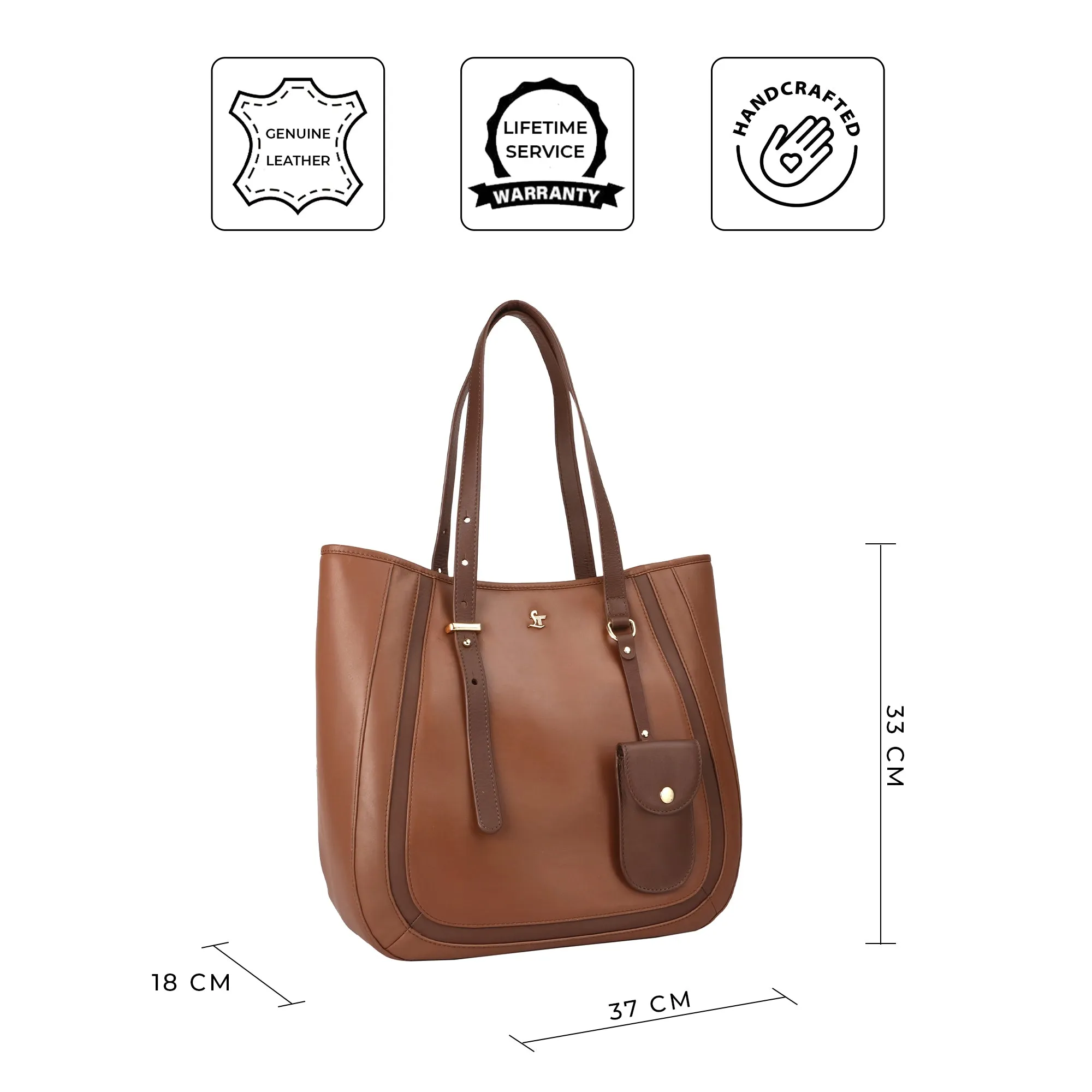 Ready to Ship Luxury Corportae Gift | Georgia Collection | Genuine Leather Tote Bags For Women | Leather Handbags | Ideal For Office, College & Travel | Colour - Tan