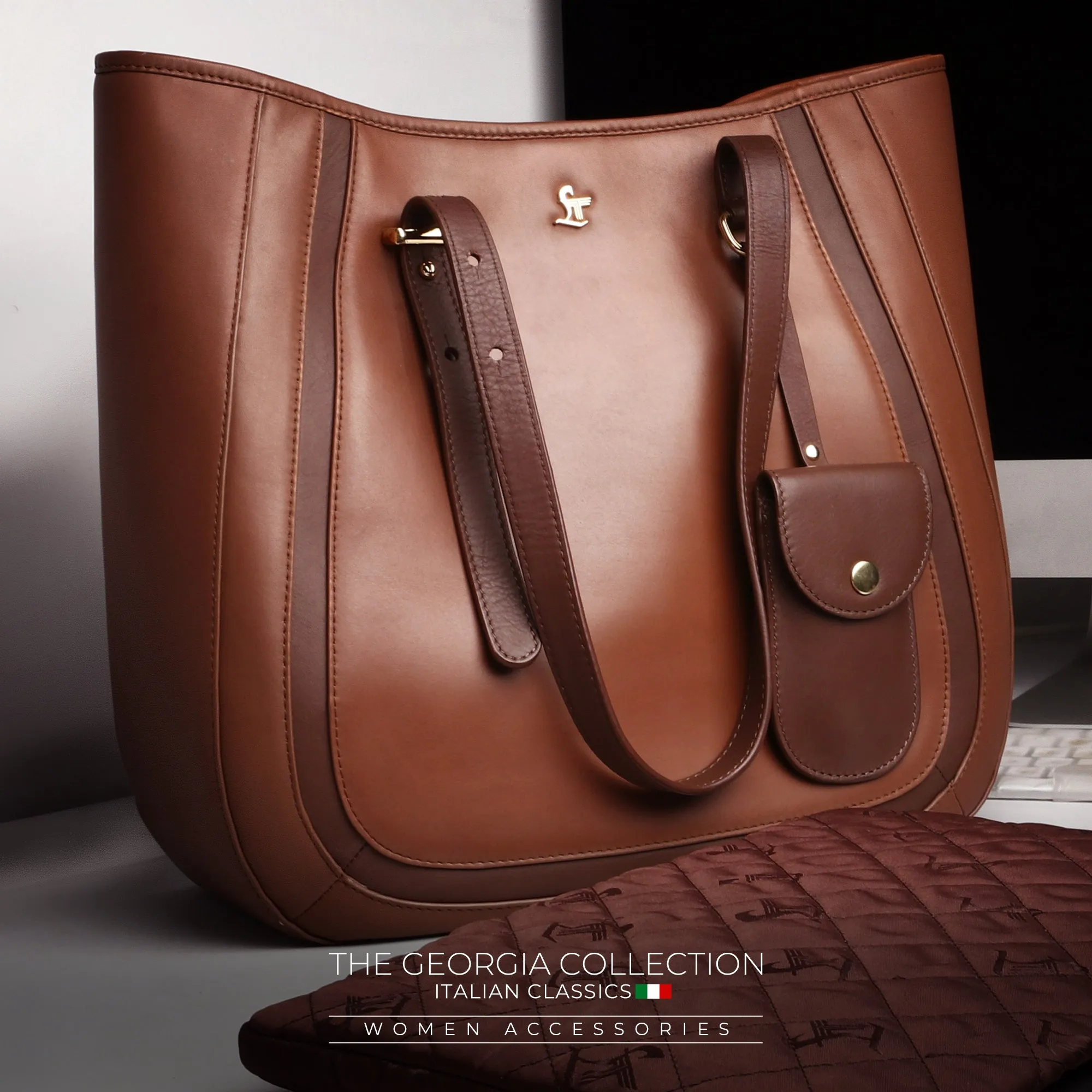 Ready to Ship Luxury Corportae Gift | Georgia Collection | Genuine Leather Tote Bags For Women | Leather Handbags | Ideal For Office, College & Travel | Colour - Tan