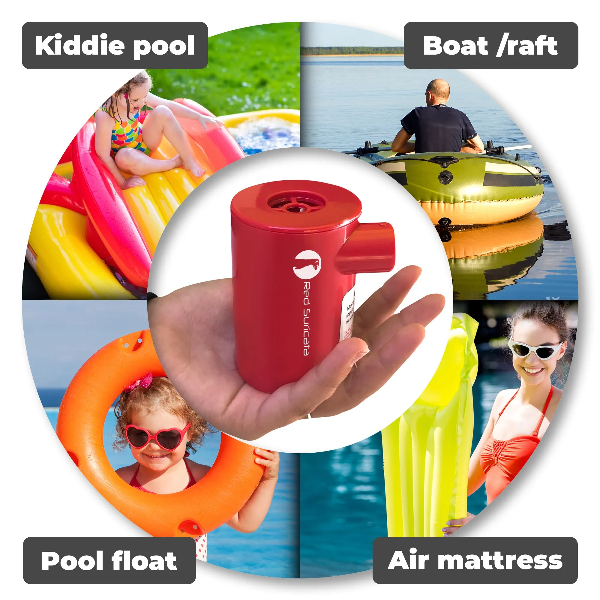 Red Suricata Powerful Little Rechargeable Electric Air Pump for Inflatables