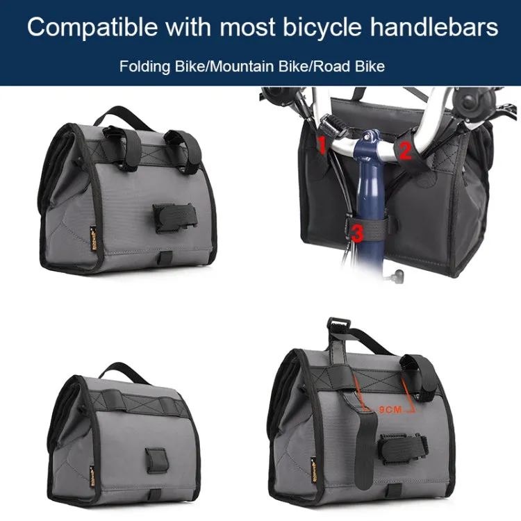 Rhinowalk RK9106 Foldable Outdoor Cycling Handlebar Bag Multifunctional Bike Bag(Full Black)