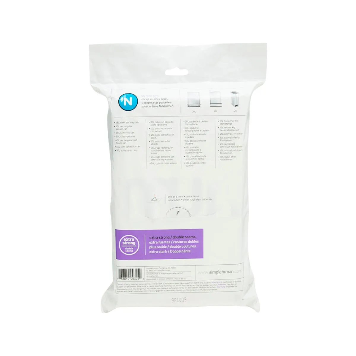 SIMPLEHUMAN Trash Bag-Code N-Type 45L 20P  (20pcs)