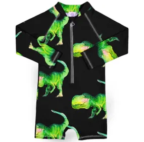 Smiling Dinosaur Unisex Long Sleeve Zip Swimmers