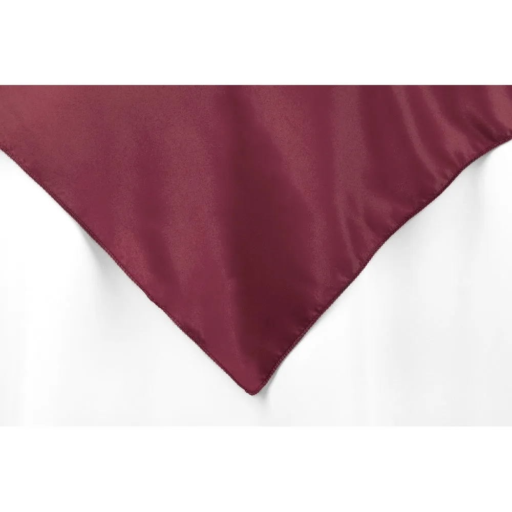 Square 90"x90" Lamour Satin Table Overlay - Burgundy