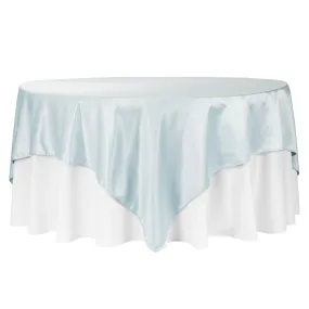 Square 90"x90" Lamour Satin Table Overlay - Dusty Blue