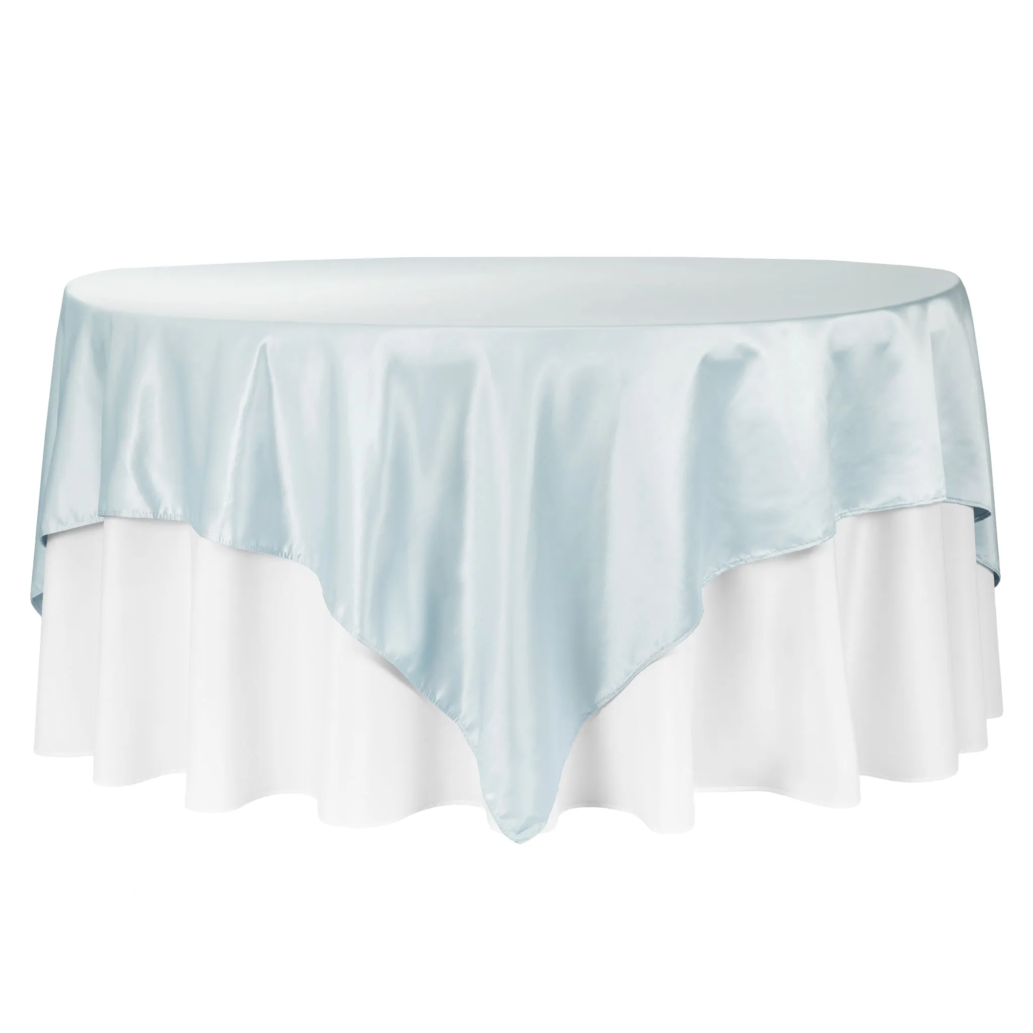 Square 90"x90" Lamour Satin Table Overlay - Dusty Blue