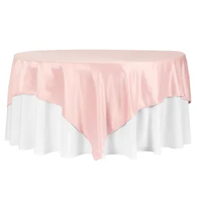 Square 90"x90" Lamour Satin Table Overlay - Dusty Rose/Mauve