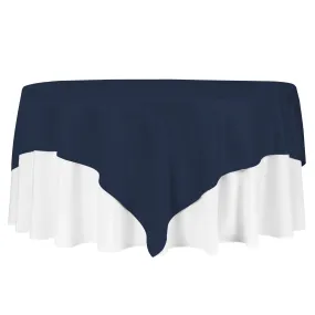 Square 90"x90" Lamour Satin Table Overlay - Navy Blue