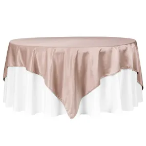 Square 90"x90" Lamour Satin Table Overlay - Taupe