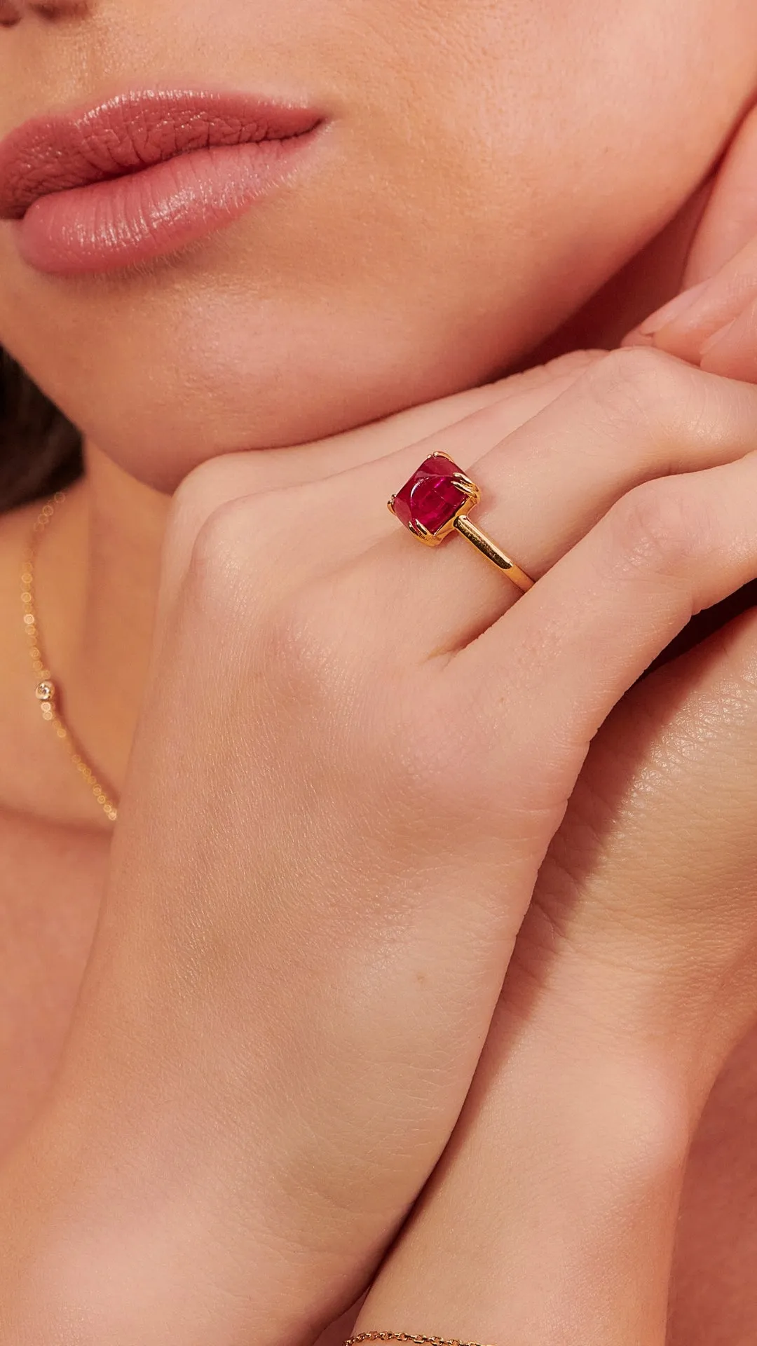 Sugarloaf Ring Ruby Gold Vermeil