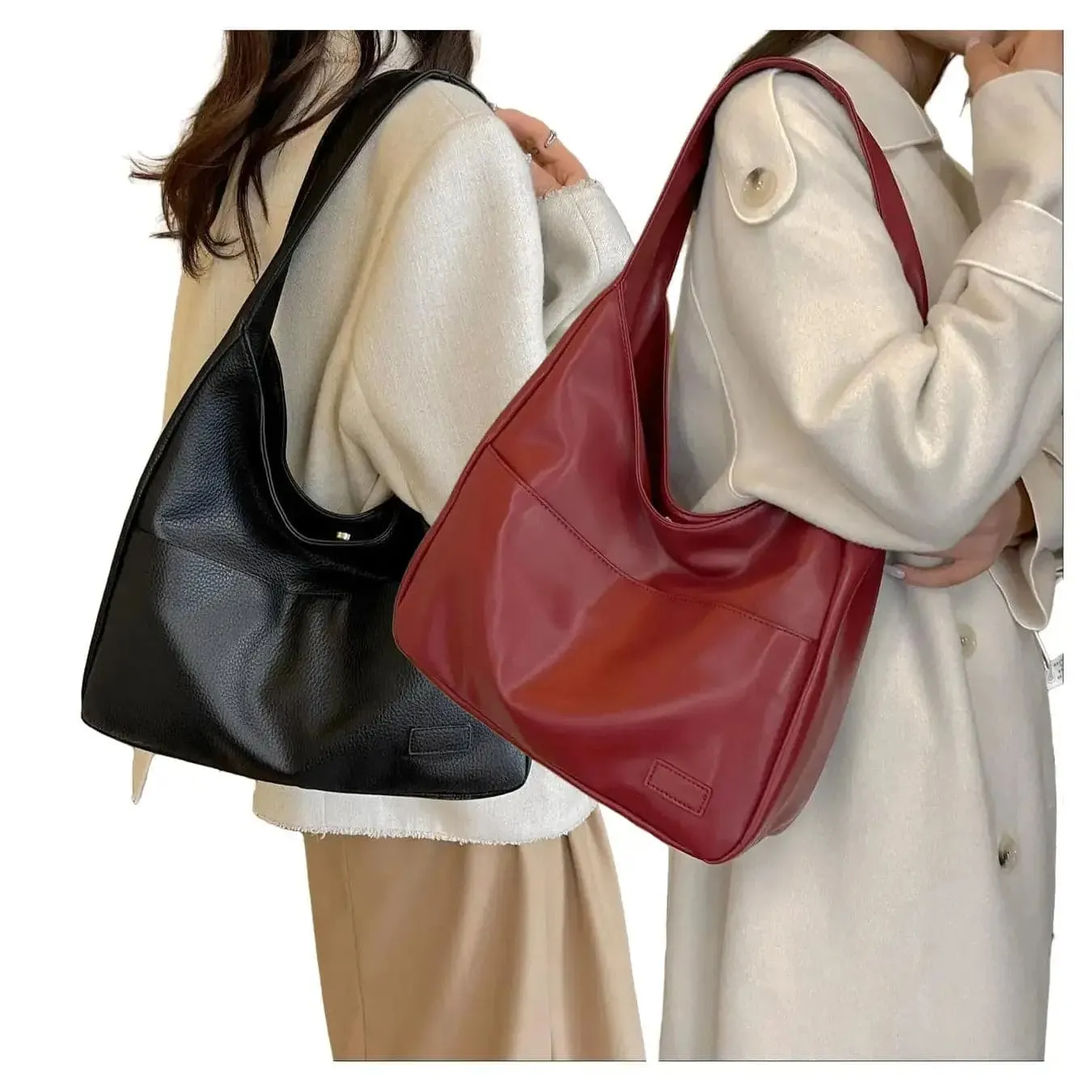 Summer 2024 Trendy Solid Color Large Capacity Tote Bag for Women, Retro Fashion Pu Leather Snap Purse Handbag, Casual Commuting Purse College Students Class Shoulder Bag, Matching Underarm Bag Spring