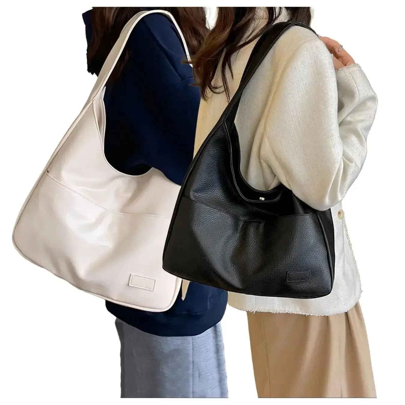 Summer 2024 Trendy Solid Color Large Capacity Tote Bag for Women, Retro Fashion Pu Leather Snap Purse Handbag, Casual Commuting Purse College Students Class Shoulder Bag, Matching Underarm Bag Spring