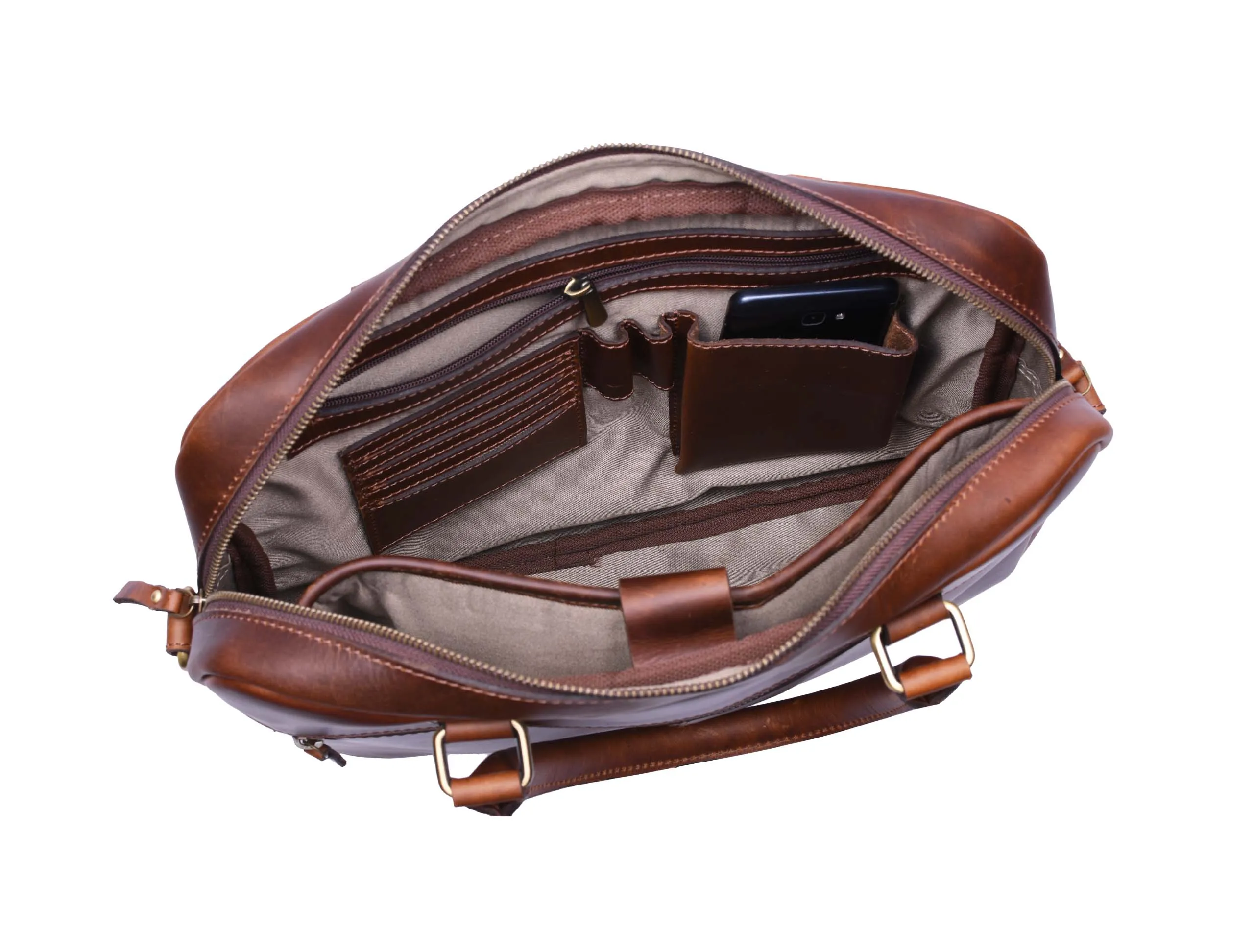 Tacoma Leather Office Bag -  Caramel Brown.