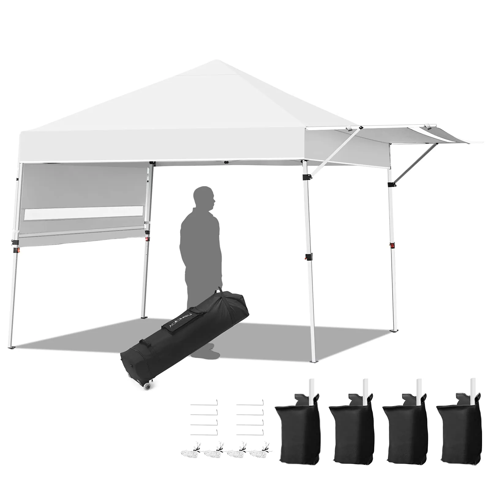 Tangkula 10x17FT Pop Up Canopy Tent, Portable Outdoor Tent w/ Adjustable Dual Awnings